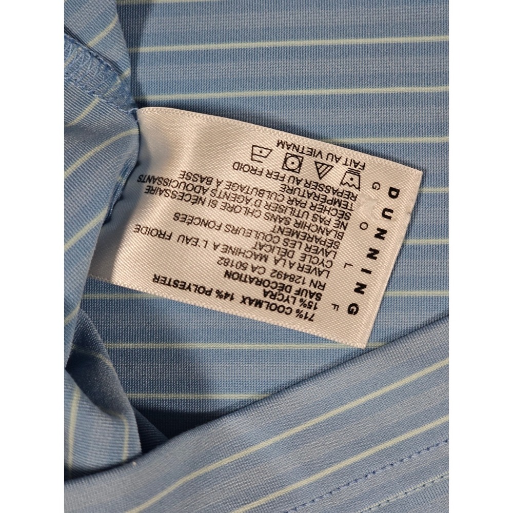Dunning Golf Mens Large Blue Striped Coolmax‎ Lycra Short Sleeve Polo Shirt L - Picture 5 of 8